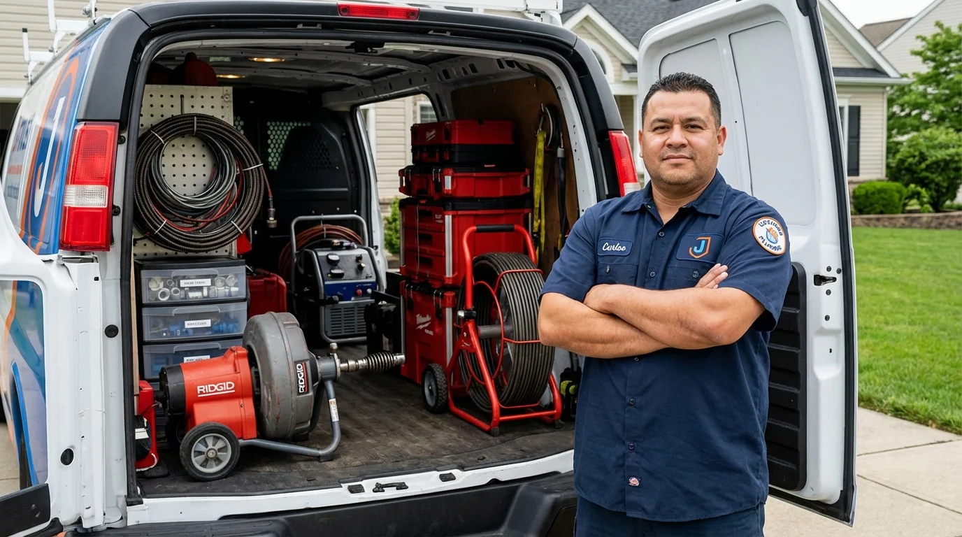 Professional drain cleaning equipment and Johns Plumbing LLC plumber in Random Lake