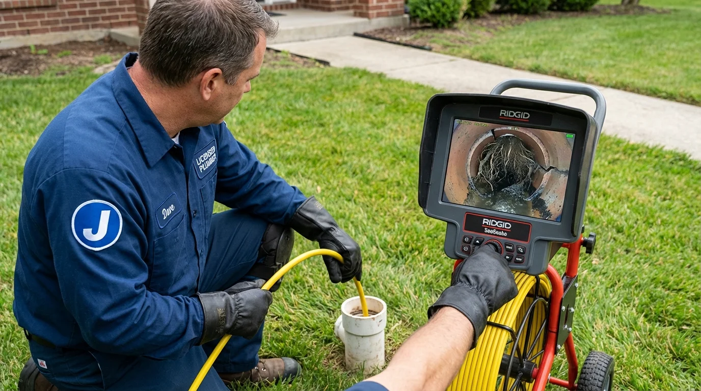 Sewer camera inspection being performed by Johns Plumbing LLC in Random Lake